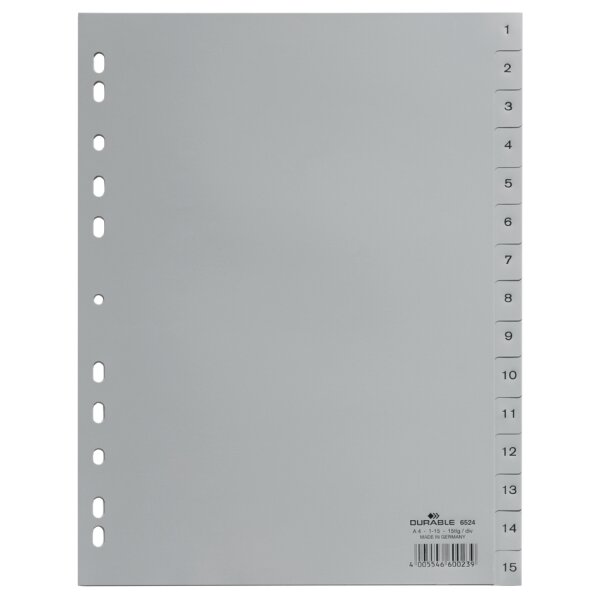 DURABLE Kunststoff-Register, Zahlen, A4, 52-teilig, 1 - 52