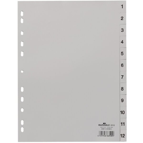 DURABLE Intercalaires en plastique, chiffres, A4, 20 touches