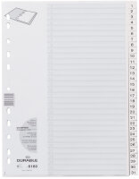 DURABLE Kunststoff-Register, Zahlen, A4, 12-teilig, 1 - 12