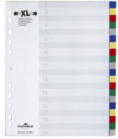 DURABLE Kunststoff-Register, A4, PP, 20-teilig, blanko