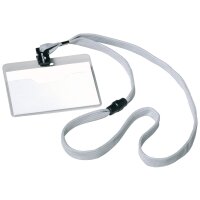 DURABLE Badge, avec lacet textile, 90 x 60 mm, gris