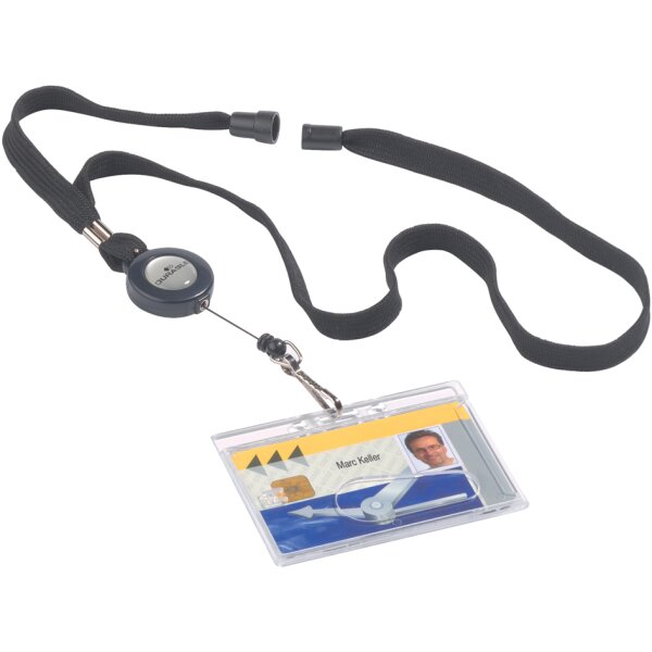 DURABLE Textilband 10 mit Jojo und Federhaken, schwarz