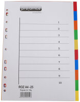 proOFFICE Kunststoff-Register, blanko, A4, 10-teilig