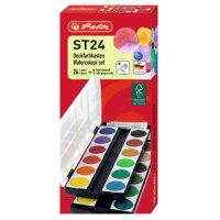 herlitz Pastilles de gouache ST24, 24 couleurs, en plastique