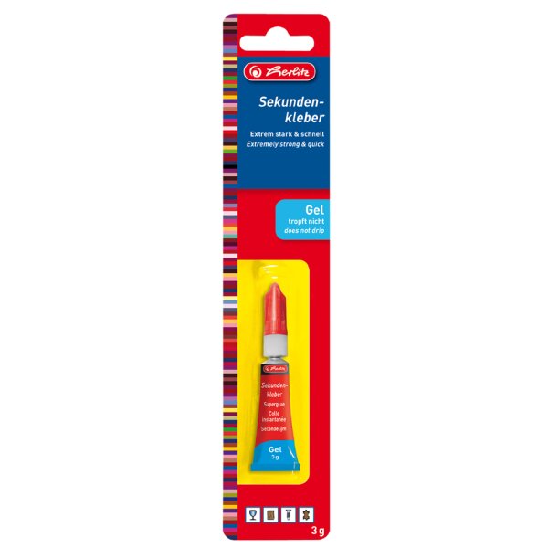 herlitz Colle instantan&eacute;e gel, 3 g, dans un tube en m&eacute;tal