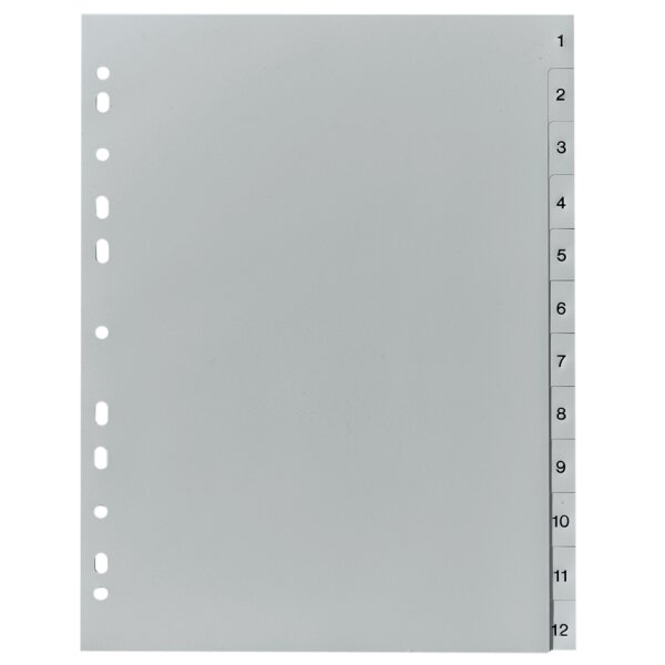 herlitz Kunststoff-Register, Zahlen, A4, 31-teilig, grau