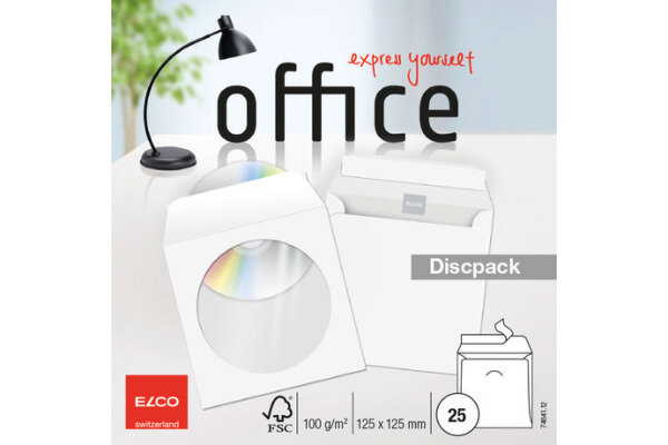 ELCO CD Discpack FSC 125x125mm 74641.12 blanc, 100g, sticker 25 pcs.