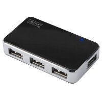DIGITUS Mini hub USB 2.0, 4 ports, argenté, avec...