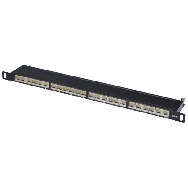 DIGITUS 19 Patch Panel Kat.6, Klasse E, 24 Port, schwarz
