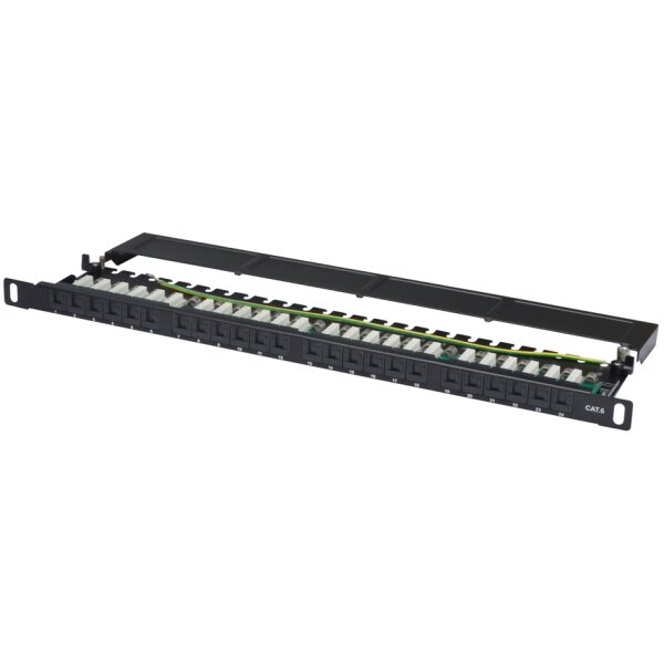 DIGITUS 19 Patch Panel Kat.6, Klasse E, 24 Port, schwarz