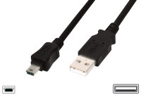 DIGITUS mini câble USB 2.0, USB-A - mini USB-B de 5...