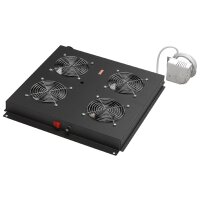 DIGITUS Unité de ventilation, 4 ventilateurs, noir