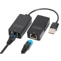 DIGITUS Kit extenseur USB 2.0, adapté pour PoE, noir