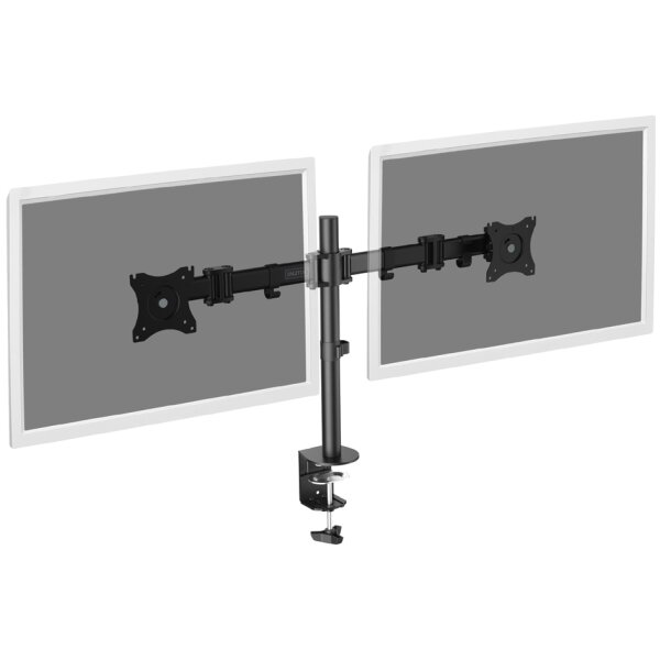 DIGITUS Support double écran universel, fixation par serrage