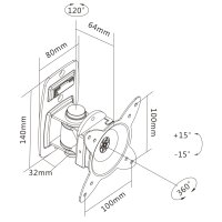DIGITUS Support mural pour écran LCD/LED, noir