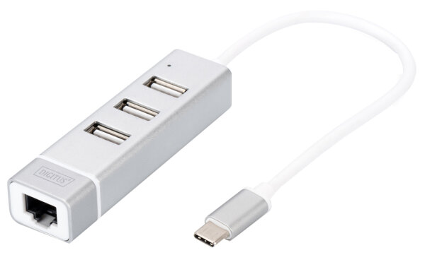 DIGITUS adaptateur USB 2.0 vers Fast Ethernet, 3 ports USB