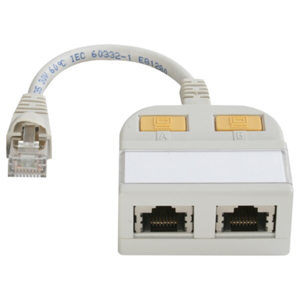 Telegärtner T-Adapter mit Kabelanschluss, Kat.5e