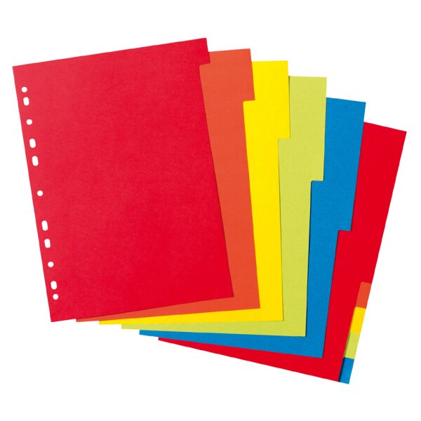 herlitz Intercalaires en carton, uni, A4, color&eacute;, 6 touches