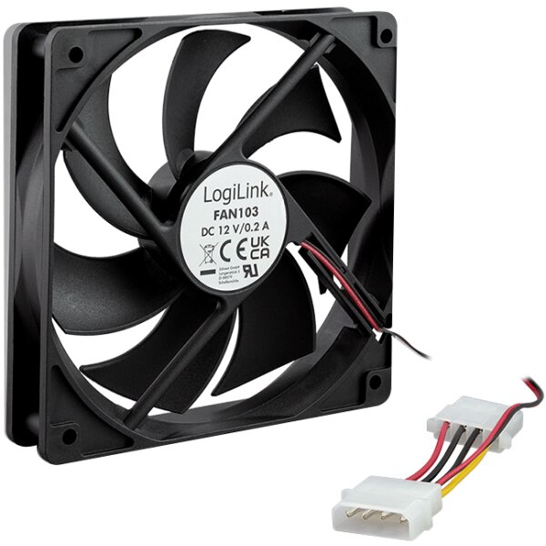 LogiLink Ventilateur pour bo&icirc;tier,120 x 120 x 25 mm, noir