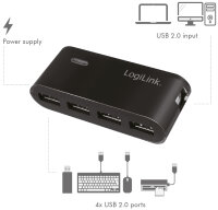 LogiLink Hub USB 2.0 avec bloc dalimentation, 4 ports, noir