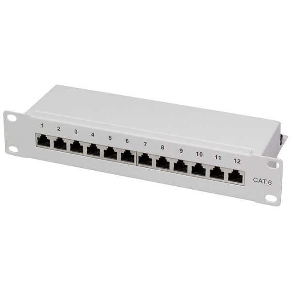LogiLink 10" Patch Panel Kat. 6, geschirmt, 12 Port, 1 HE