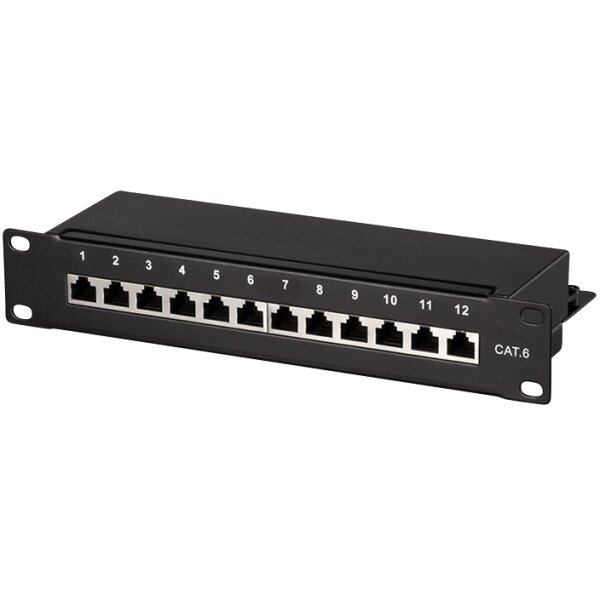 LogiLink 10" Patch Panel Kat. 6, geschirmt, 12 Port, 1 HE