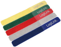 LogiLink Klett-Kabelbinder, 180 x 20 mm, farbig sortiert