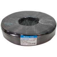 LogiLink Câble téléphonique, 100 m, 6 fils, plat, noir