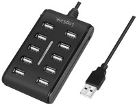 LogiLink USB 2.0 Hub, 10 Port, mit Ein- Ausschalter, schwarz