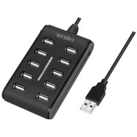 LogiLink Hub USB 2.0, 10 ports, avec interrupteur, noir
