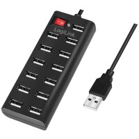 LogiLink USB 2.0 Hub, 13 Port, mit Ein- Ausschalter, schwarz