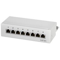 LogiLink Desktop Patch Panel Kat. 6A, 8-Ports, lichtgrau