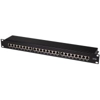 LogiLink 19" Patch Panel Kat.6A, 24 Port, schwarz, 1HE