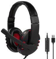 LogiLink USB-Headset High Quality, mit Mikrofon, schwarz rot