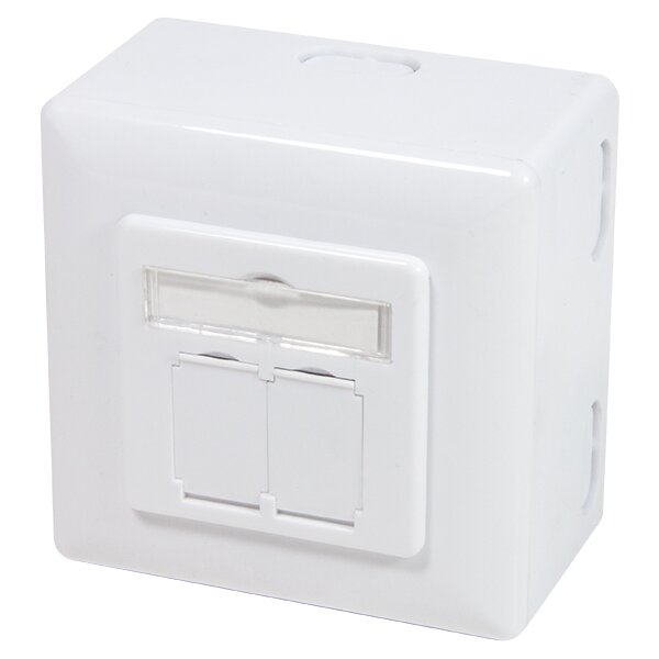LogiLink Aufputz- und Unterputzdose Kat. 6, 2 x RJ45