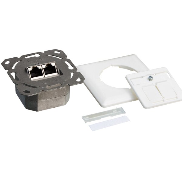 LogiLink Aufputz- und Unterputzdose Kat. 6, 2 x RJ45