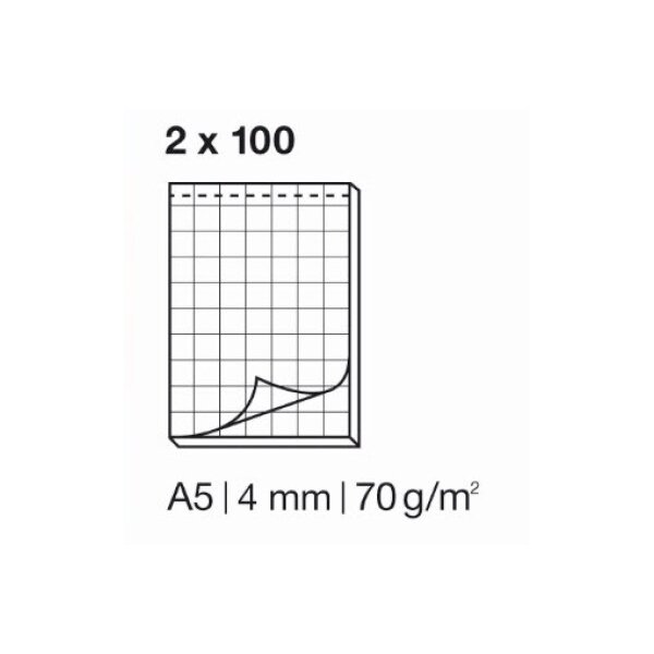 ELCO Bloc-notes quadrillé 4mm A5 74430.17 blanc, 70gm2 2x100 flls.