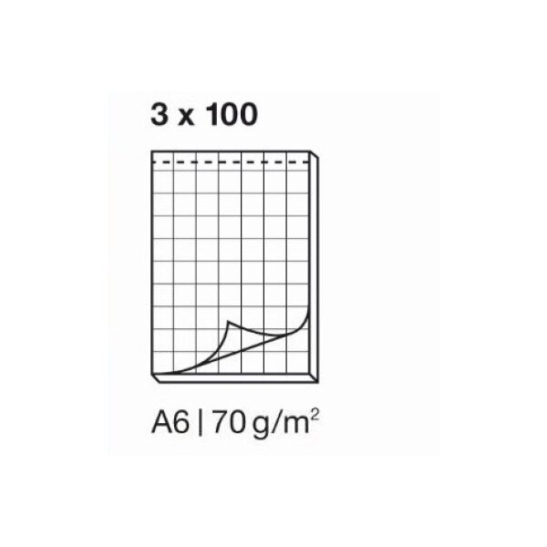 ELCO Notizblock kariert 4mm A6 74432.17 weiss, 70gm2 3x100 Blatt