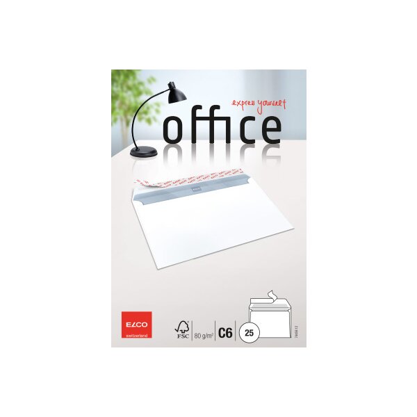 ELCO Couvert Office o. Fenster C6 74459.12 80g, hochweiss, Kleber 25 Stk.