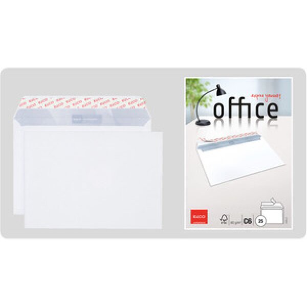 ELCO Couvert Office o. Fenster C6 74459.12 80g, hochweiss, Kleber 25 Stk.