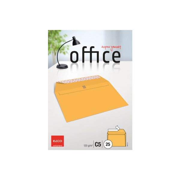 ELCO Enveloppe Office s/fen&ecirc;tre C5 74471.72 120g, jaune 25 pcs.