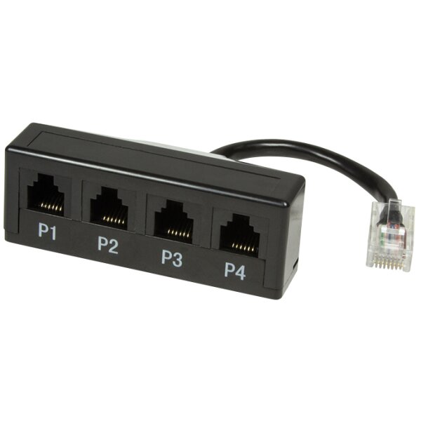 LogiLink Telefon-Splitter, 4-fach, Farbe: schwarz | Internetstore.ch