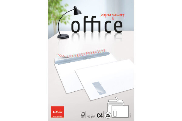 ELCO Enveloppe Office a/fenêtre C4 74481.12 100g, blanc 25 pcs.
