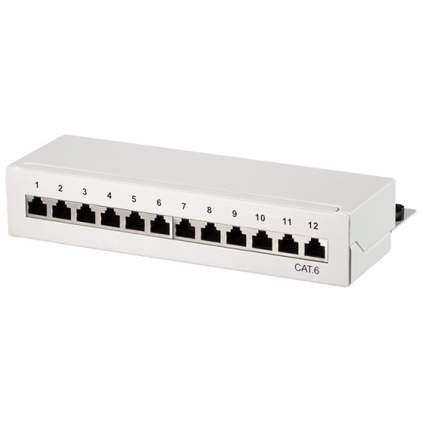 LogiLink Desktop Patch Panel Kat.6, geschirmt, 12 Port, grau