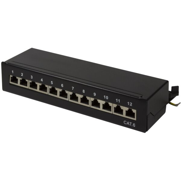 LogiLink Desktop Patch Panel Kat.6, geschirmt, 12 Port, grau