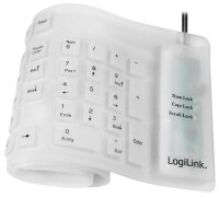 LogiLink Flexible Silikon-Tastatur, kabelgebunden, weiss