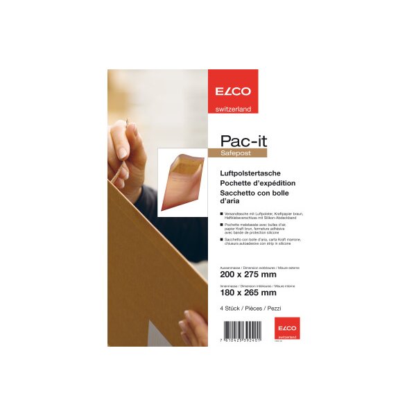 ELCO Enveloppe rembourrée 180x265mm 74551.92 brun 4 pcs.