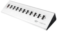 LogiLink USB 2.0 Hub mit Netzteil,10 Port + Schnell-Ladeport