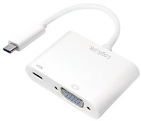 LogiLink Adaptateur de charge USB-C - VGA, blanc