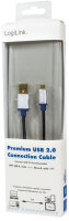 LogiLink Câble de connexion Premium USB 2.0, USB-A...